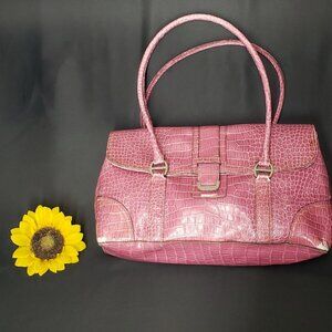Authentic Liz Claiborne Magenta Pink Leather Croc Pattern bag Purse